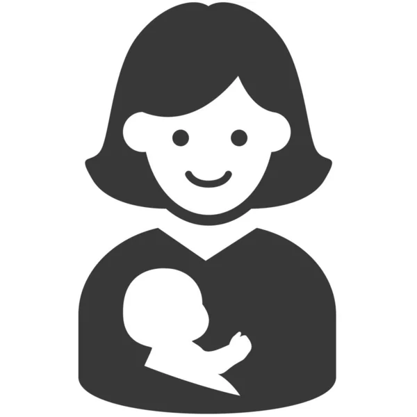 Cuidado Del Bebé Mujer Mamá Icono Estilo Sólido — Vector de stock