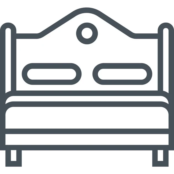 Muebles Cama Icono Bienes Raíces Estilo Esquema — Vector de stock