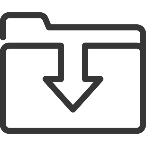 Ikona Stahování Dokumentů Počítače Stylu Osnovy — Stockový vektor