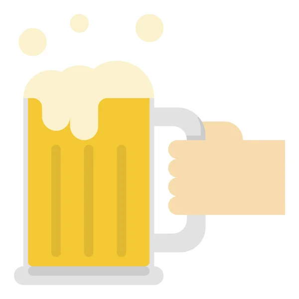 Bier Hand Ikone Flachen Stil — Stockvektor