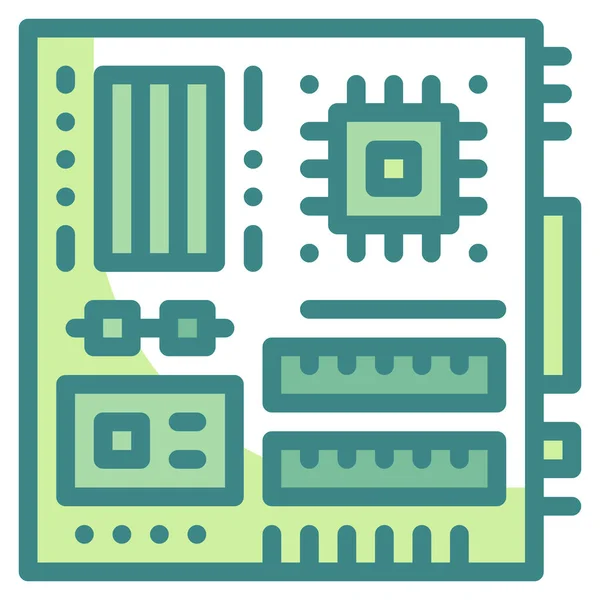 Chip Számítógép Cpu Ikon Kitöltött Körvonalas Stílusban — Stock Vector