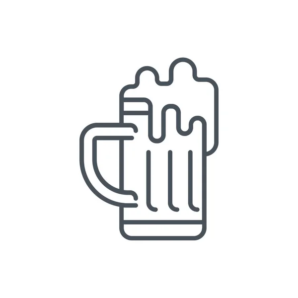 Bierkrug Glas Mit Bier Ikone Outline Stil — Stockvektor