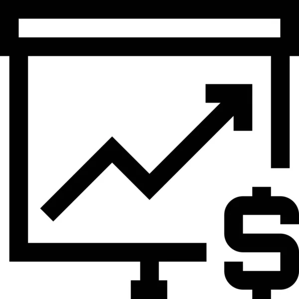 Banking Dollar Gain Icon Outline Style — Stock Vector