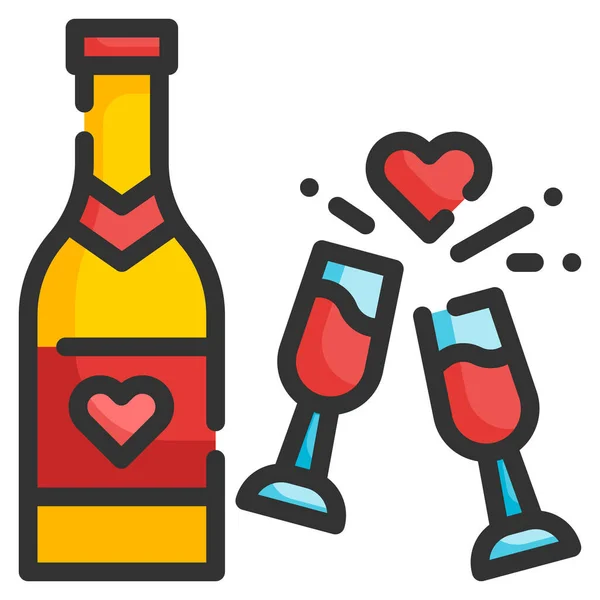 Champagne Vine Glass Icon Valentine Day Category — Stock Vector