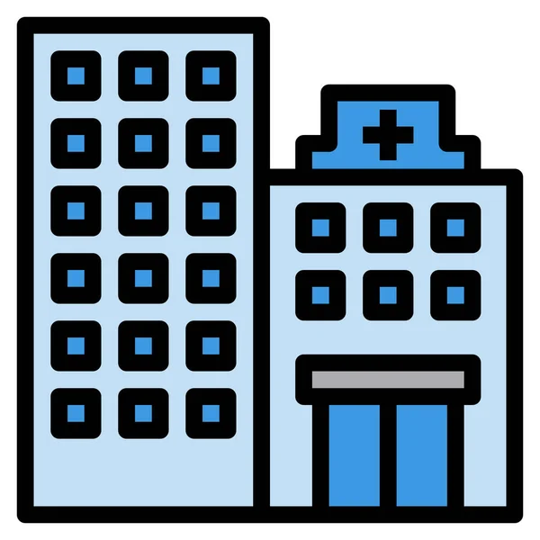 Gebouw Centrum Gezondheid Pictogram Gevulde Omtrek Stijl — Stockvector