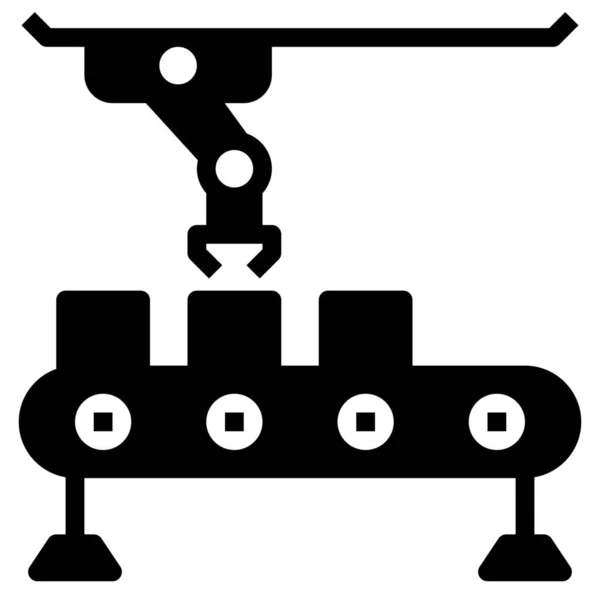 Automation Conveyor Factory Ikone Solid Stil — Stockvektor