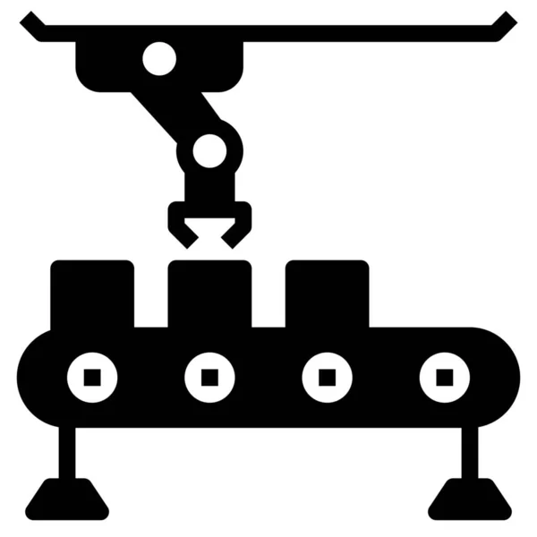솔리드 스타일 컨베이어 아이콘 — 스톡 벡터