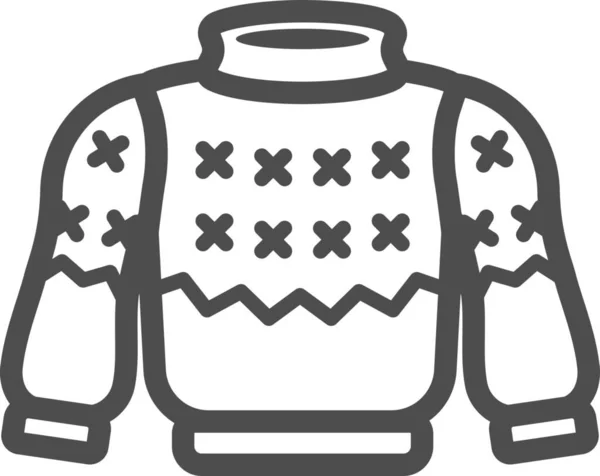 Иконка Новогодней Вязальной Рубашки Стиле Абрис — стоковый вектор