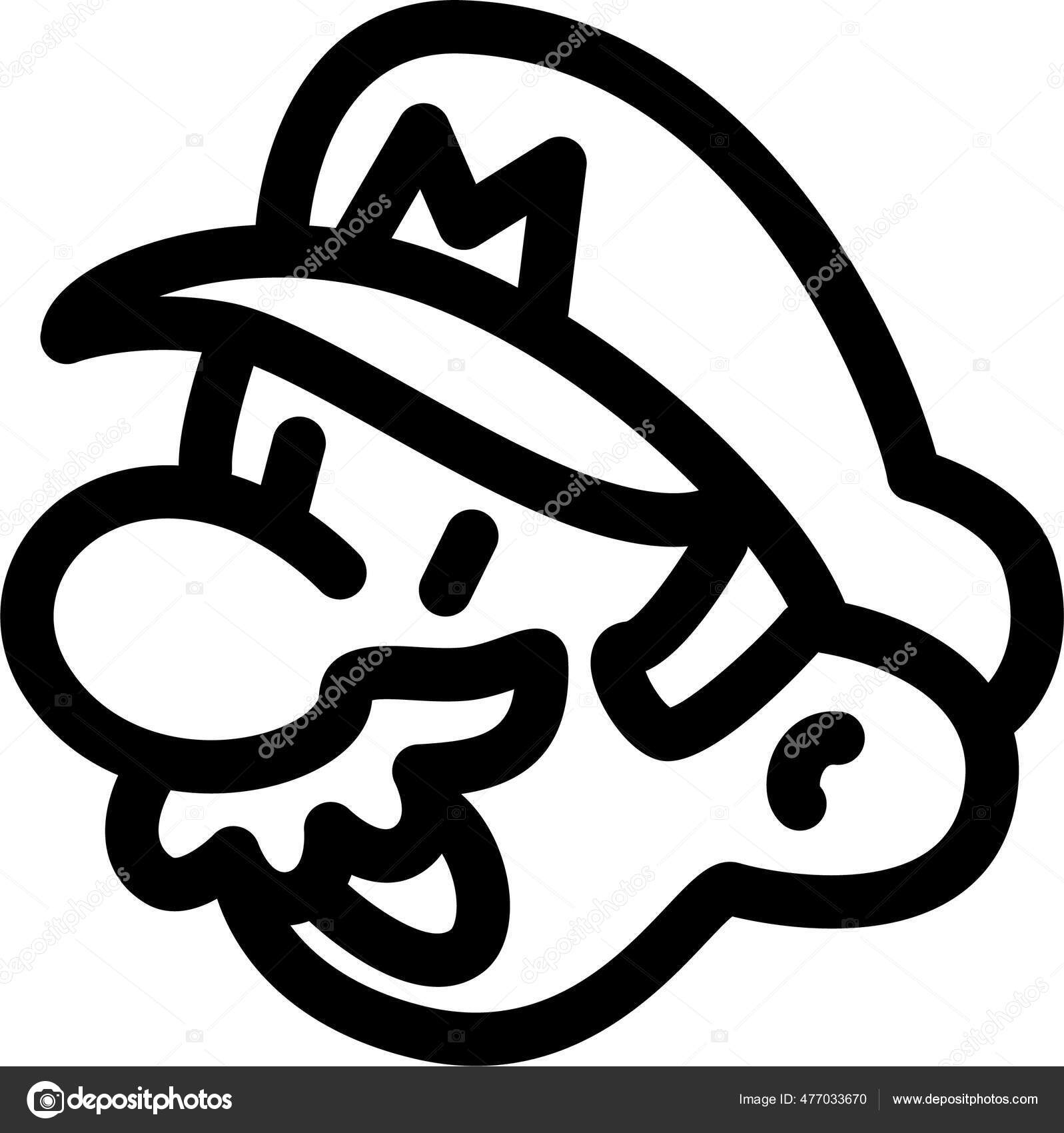 Иконка Игры Марио Nintendo Стиле Набросков Векторное Изображение.