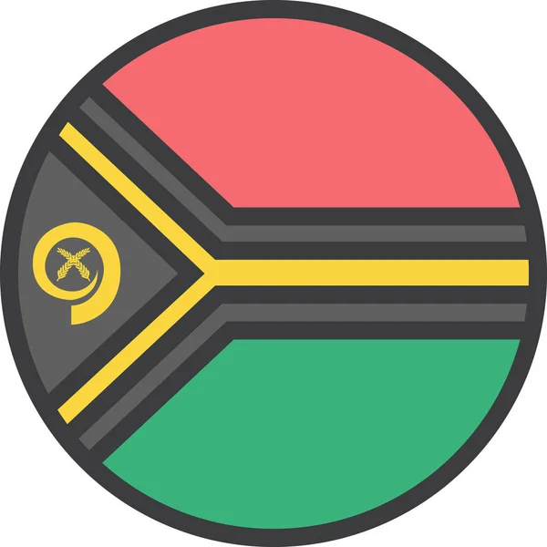 Drapeau Pays Vanuatu Icône Dans Style Contour Rempli — Image vectorielle