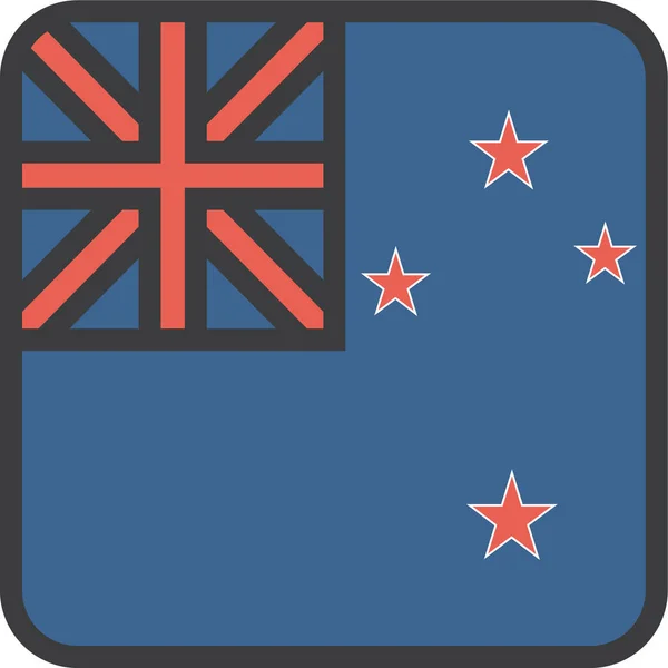 Icono Bandera Del País Kiwi Estilo Contorno Lleno — Archivo Imágenes Vectoriales