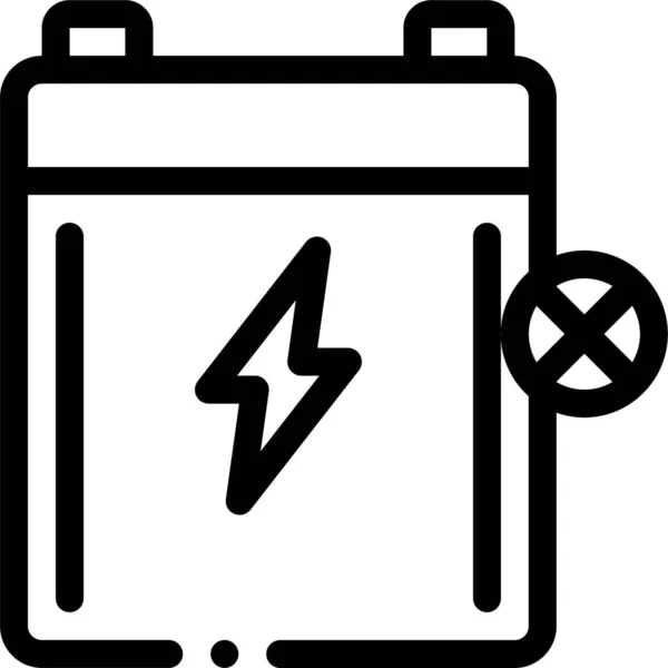 Ikona Vybitého Obrysu Baterie Stylu Osnovy — Stockový vektor