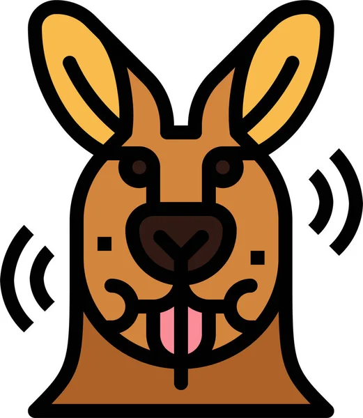 Kangourou Manger Icône Animale Dans Style Contour Rempli — Image vectorielle