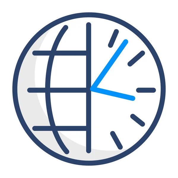 Hora Internacional Icono Tiempo Estilo Contorno Lleno — Vector de stock