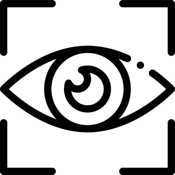 Иконка Распознавания Глаз Человека Стиле Контура — стоковый вектор