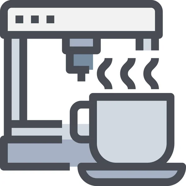 Cafe Koffiezetapparaat Pictogram Gevulde Outline Stijl — Stockvector