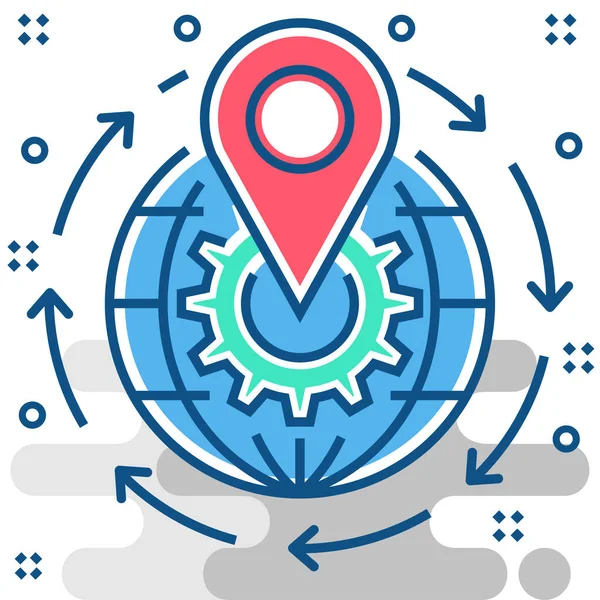 Dirección Gps Ubicación Icono Estilo Contorno Lleno — Vector de stock