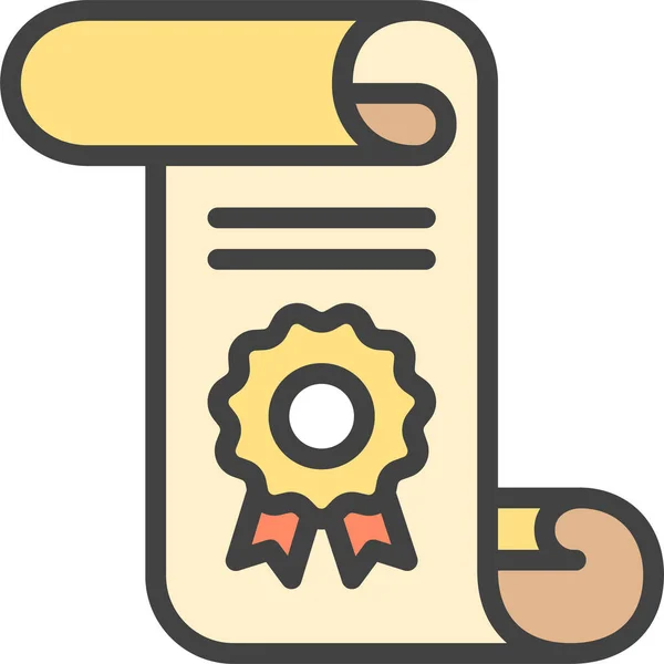 Badge Certificat Icône Degré Dans Style Contour Rempli — Image vectorielle