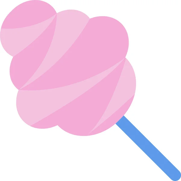 Candy Cotton Sugar Icon Flat Style — Stock Vector