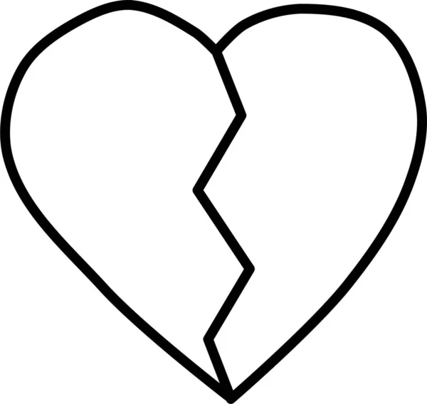 Σπάσει Εικονίδιο Καρδιά Χωρισμού Στυλ Περίγραμμα — Διανυσματικό Αρχείο