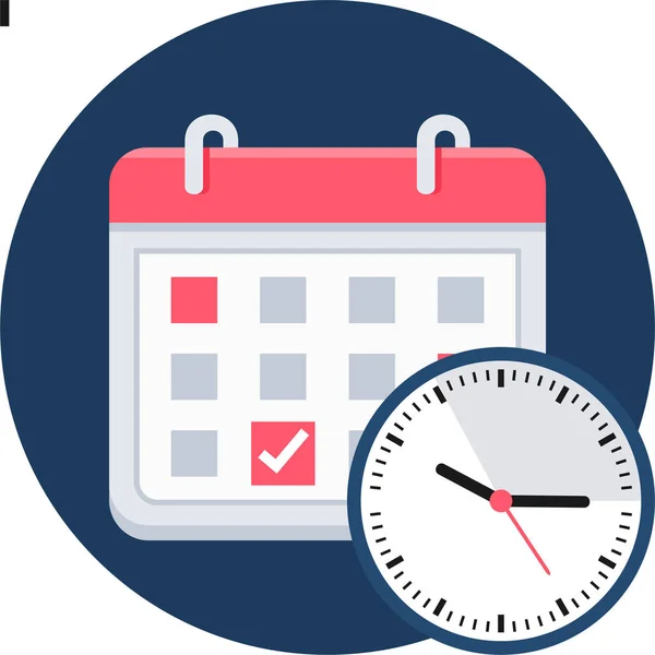 Calendário Horas Nomeação Ícone Estilo Plano —  Vetores de Stock