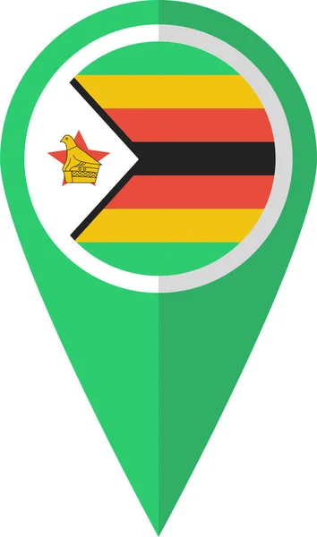 Vlajka Pin Zimbabwe Ikona Plochém Stylu — Stockový vektor