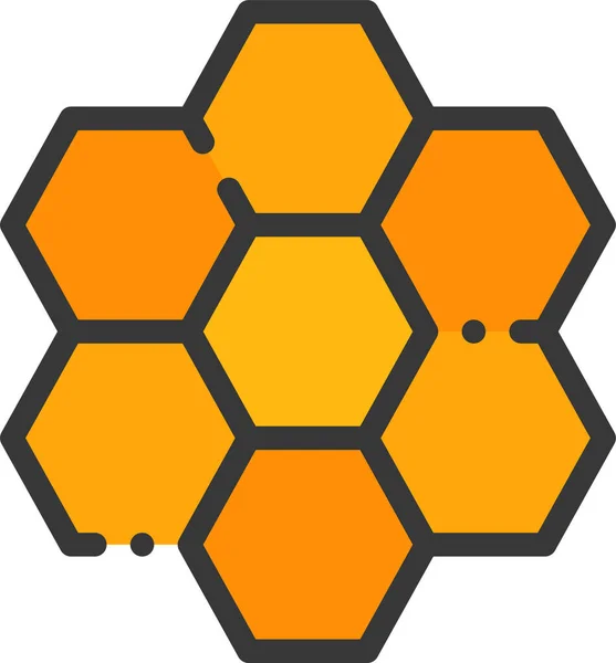 填充型蜜蜂六角形蜂蜜图标 — 图库矢量图片