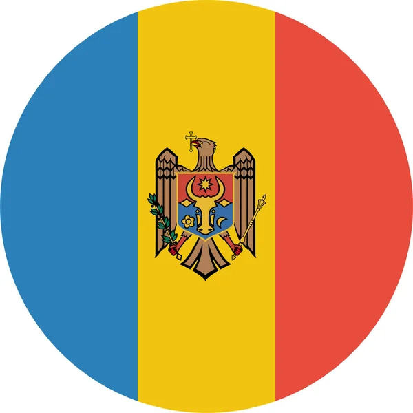 Drapeau Pays Moldova Icône Dans Style Plat — Image vectorielle