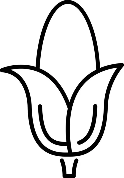 Maïs Nourriture Icône Végétalienne Dans Style Contour — Image vectorielle