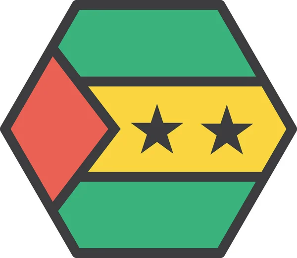 Ícone Sao Bandeira País Estilo Esboço Preenchido — Vetor de Stock