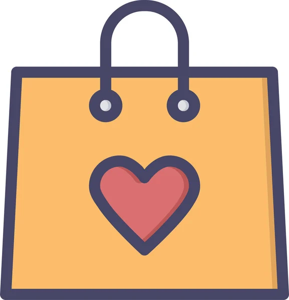 Bag Day Love Icon Filled Outline Style — Stock Vector