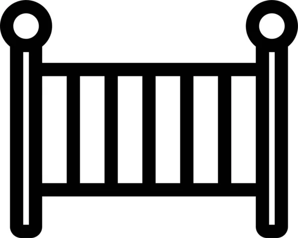 Baby Säng Barn Ikon Kontur Stil — Stock vektor