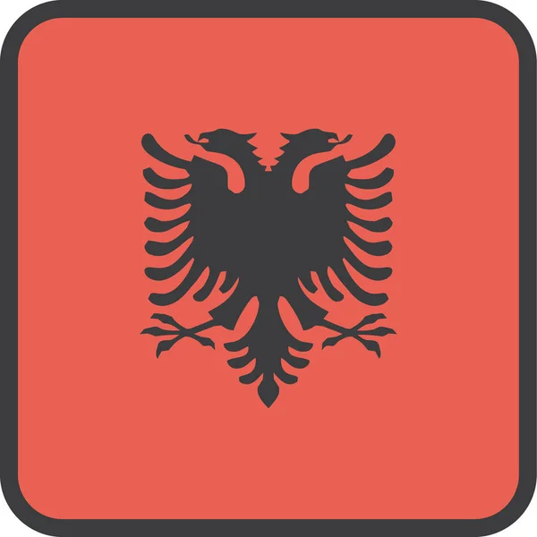 アルバニアアルバニアの国のアイコンをフルアウトラインで表示 — ストックベクタ