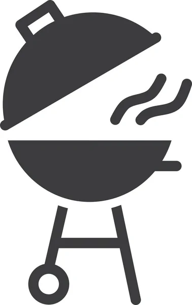 Barbecue Koken Pictogram Vaste Stijl — Stockvector