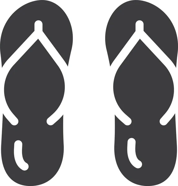 Ikon Flipflops Mode Pantai Dalam Gaya Padat - Stok Vektor