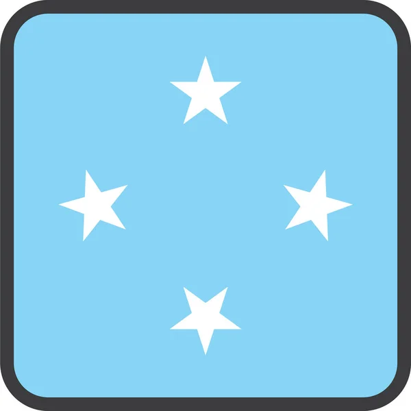 Land Vlag Micronesia Pictogram Gevulde Outline Stijl — Stockvector