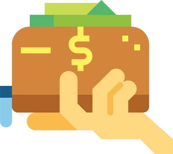 Billetera Mano Dinero Icono — Vector de stock