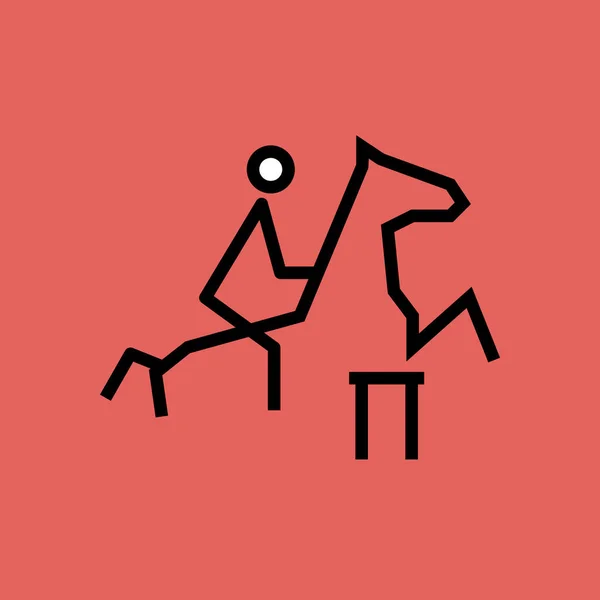 Ruitersport Games Paard Pictogram Omtrek Stijl — Stockvector