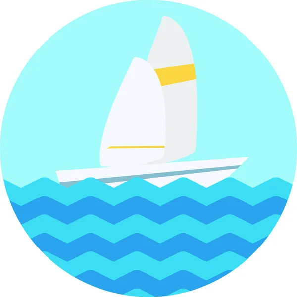 Olympics Sailing Ocean Icon Flat Style — Stock Vector