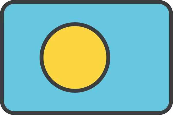Flaga Kraju Palau Ikona Stylu Wypełnionym — Wektor stockowy