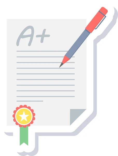 Grade First Pass Icon Flat Style — Stock Vector