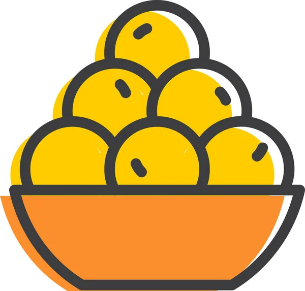 Bowl Delicadeza Postre Icono Estilo Contorno Lleno — Vector de stock