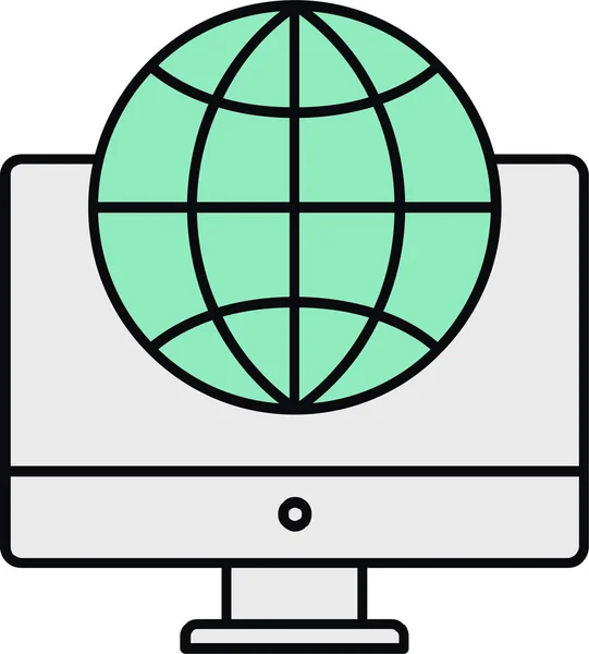 Icono Internet Comunicación Del Navegador Estilo Contorno Lleno — Vector de stock