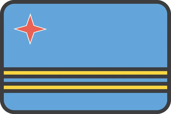 Ícone Bandeira País Aruba Estilo Esboço Preenchido — Vetor de Stock