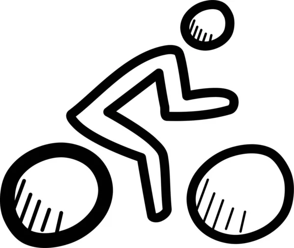 Vélo Vélo Icône Cycliste Dans Style Dessiné Main — Image vectorielle