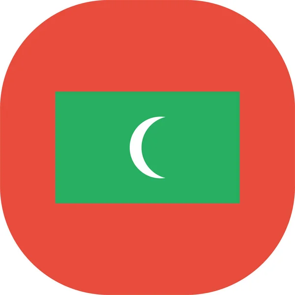 Drapeau Pays Icône Des Maldives Dans Style Plat — Image vectorielle