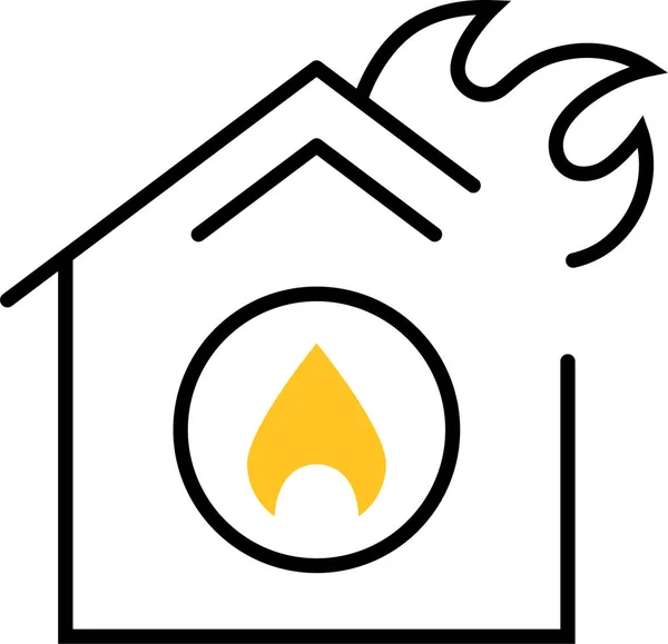 Φλόγα Βιομηχανία Σπίτι Εικονίδιο — Διανυσματικό Αρχείο