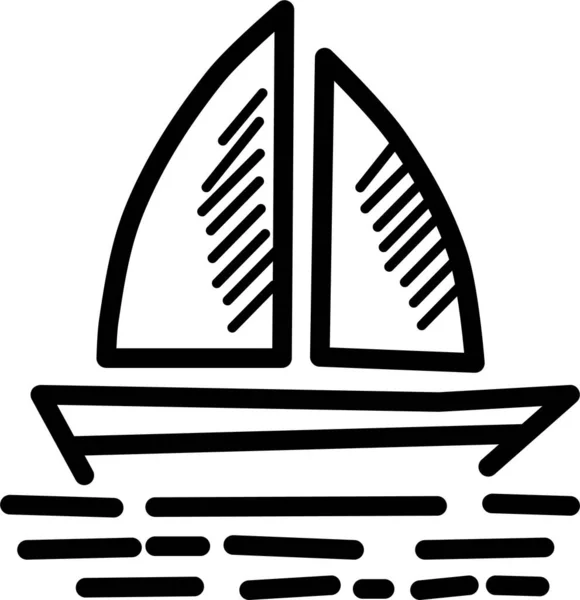 Barco Ícone Férias Barco Estilo Desenhado Mão — Vetor de Stock