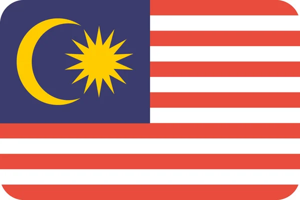 Державний Прапор Маласія Ікона Пласкому Стилі — стоковий вектор