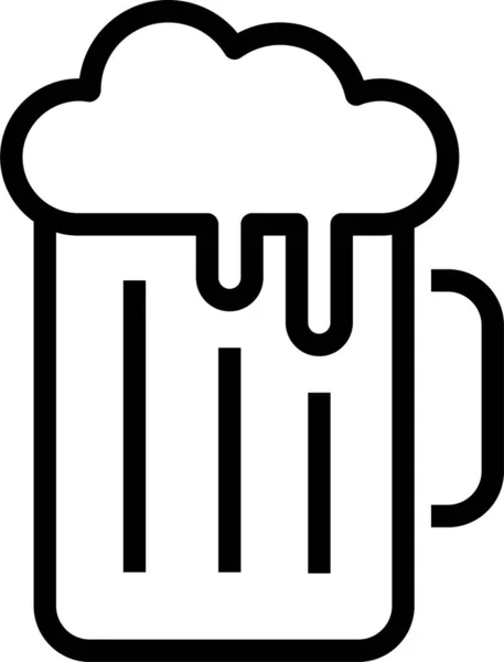 Alcool Bière Boisson Icône Dans Style Contour — Image vectorielle